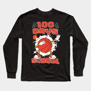 100 days of school featuring a dabbing basketball #2 Long Sleeve T-Shirt